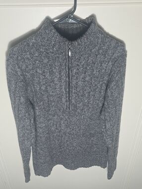 Michael Brandon Gray Half-Zip Ribbed Knit Sweater
